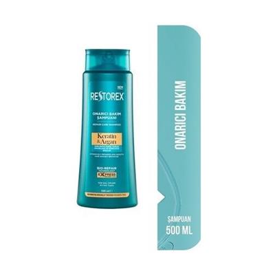 Restorex Onarıcı Bakım Şampuanı - Kırılmaya Karşı Yoğun Onarım ve Pürüzsüz Saçlar, 500 ml, Keratin ve Argan Yağı İçerir, Paraben İçermez
