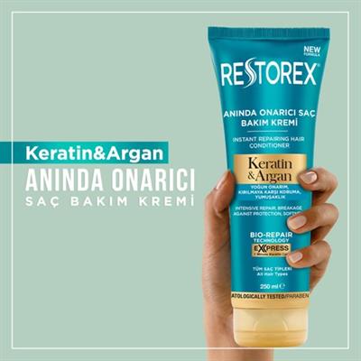 Restorex Saç Bakım Kremi 250 ml Keratin ve Arganlı Kırılma Karşıtı Yumuşatıcı Günlük Kullanım
