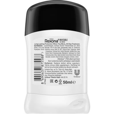 Rexona Invisible Black White Ice Fresh Erkek Stick Deodorant 50ml
