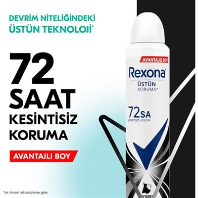Rexona Kadın Sprey Deodorant Invisible Beyaz İz Sarı Leke Karşıtı 72 Saat Kesintisiz Üstün Koruma 200 ml