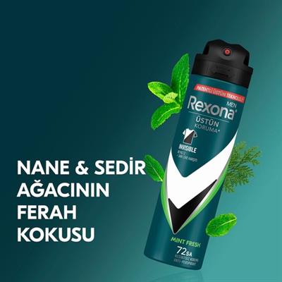 Rexona Men Erkek Sprey Deodorant Natural Fresh Mint 72 Saat Kesintisiz Üstün Koruma 150 ml