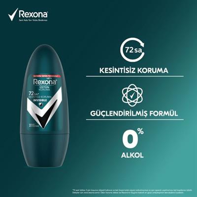 Rexona Üstün Koruma Erkek Roll On Deodorant Invisible 72 Saat Kesintisiz Koruma 50 ml