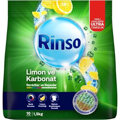 Rinso Toz Çamaşır Deterjanı Limon ve Karbonat Renkliler ve Beyazlar İçin Derinlemesine Temizlik 1;5 KG