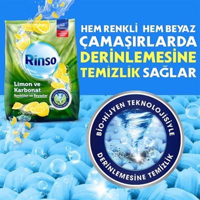 Rinso Toz Çamaşır Deterjanı Limon ve Karbonat Renkliler ve Beyazlar İçin 4 KG