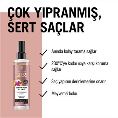 Schwarzkopf Gliss Serum Deep Repair Onarıcı  Sıvı Saç Bakım Kremi 200 Ml