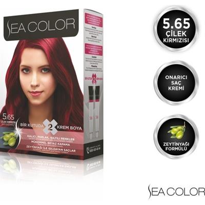 Sea Color Amonyaksız Saç Boyası - Canlı Çilek Kırmızısı, Kalıcı Renk ve Beyaz Kapatma Özelliği ile Özel Pigment Kompleksi