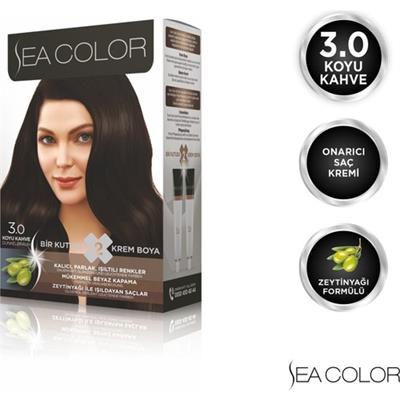 Sea Color Koyu Kahve Krem Saç Boyası Amonyaksız Formül ile Kalıcı ve Parlak Renkler 99 ml