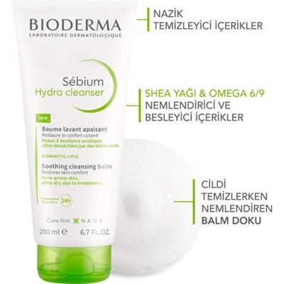 Sebium Hydra Kurutucu Etki Altındaki Akne Eğilimli Hassas Ciltler Balm Dokulu Temizleyici 200 ml