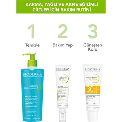 Sebium Karma, Yağlı ve Akne Eğilimli Ciltler Sivilce, Siyah Nokta Karşıtı Yüz Temizleme Jeli 500 ml