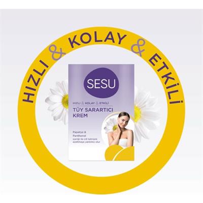 Sesu Tüy Sarartıcı Krem 35 g + 18 g - Cilt Tahrişini Azaltmaya Yardımcı, Papatya ve Panthenol İçerir
