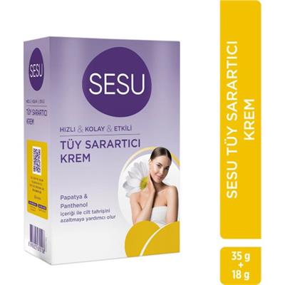 Sesu Tüy Sarartıcı Krem 35 g + 18 g - Cilt Tahrişini Azaltmaya Yardımcı, Papatya ve Panthenol İçerir