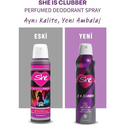 She Clubber Kadın Deodorant 150 ml 24 Saat Ferahlatıcı Etki ve Uzun Süreli Koku