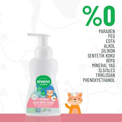 Siveno %100 Doğal Çocuk Köpük Kastil Sabun Zeytinyağlı Yoğun Nemlendirici Arındırıcı Bitkisel Vegan 250 ml