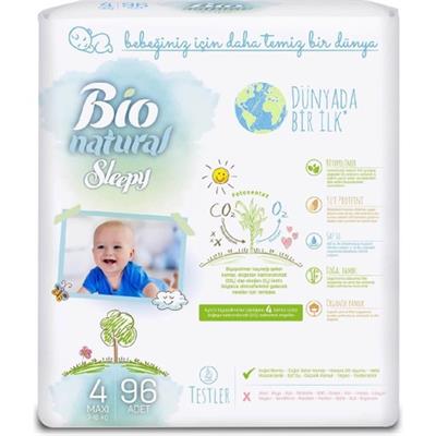 Sleepy Bebek Bezi Bio Natural 4 Beden Maxi 7-16 Kg 96lı
