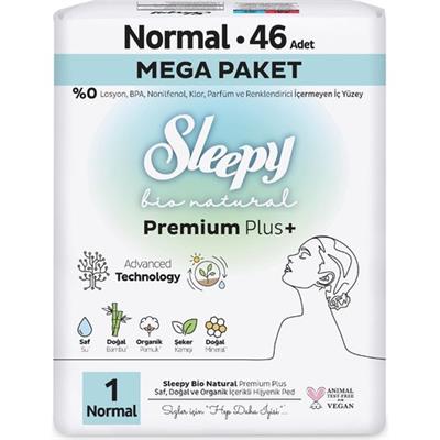 Sleepy Bio Natural Premium Plus Hijyenik Ped Mega Paket Normal 46 Adet