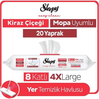 Sleepy Easy Clean Kiraz Çiçeği Mopa Uyumlu Yer Temizlik Havlusu&mendili 20 Yaprak