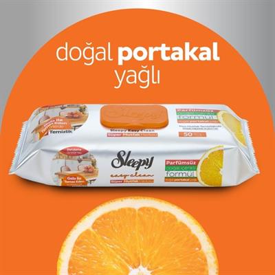 Sleepy Easy Clean Süper Yüzey Temizlik Mutfak Havlusu&Mendili Portakal Yağlı 50 Yaprak