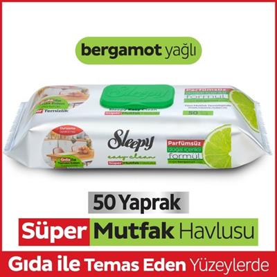 Sleepy Easy Clean Süper Yüzey Temizlik Mutfak Havlusu&Mendili Bergamot Yağlı 50 Yaprak