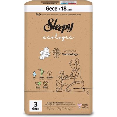 Sleepy Ecologic Premium Plus Hijyenik Ped Gece 18 Adet Ped