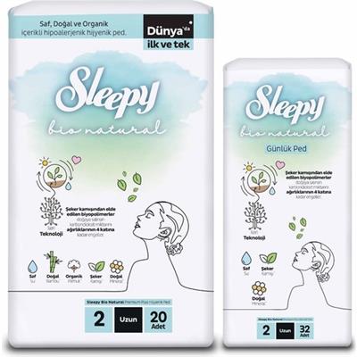 Sleepy Ekonomik Ikili Paket (Bio Natural Premium Plus Hijyenik Ped Uzun 20li + Günlük Ped Uzun 32li)
