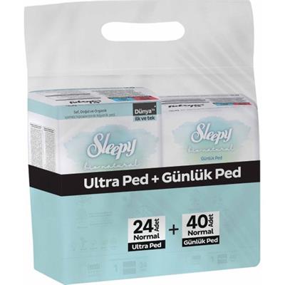 Sleepy Ekonomik Ikili Paket (Bio Natural Premium Plus Hijyenik Ped Normal 24lü + Günlük Ped Normal 40lı)