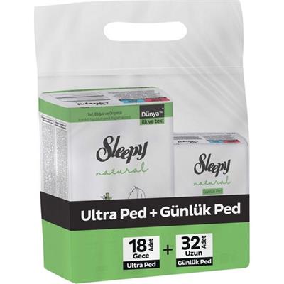 Sleepy Ekonomik İkili Paket (Natural Ultra Hassas Hijyenik Ped Gece 18li + Günlük Ped Normal 32li)