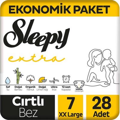 Sleepy Extra Günlük Aktivite Ekonomik Paket Bebek Bezi 7 Numara Xxlarge 28li