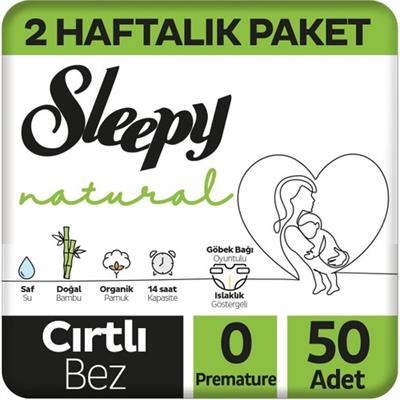 Sleepy Natural Bebek Bezi 2li Jumbo 0 Beden Premature 0-3 kg 50 Adet