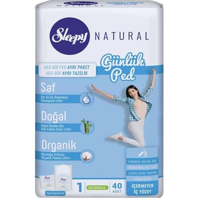 Sleepy Natural Günlük Ped Normal Boy 40 Adet – %100 Vegan, Ultra İnce Tasarım, Ekstra Koruma ve Konfor