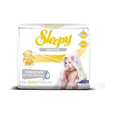 Sleepy Sensivite Kutulu Islak Havlu 3x50 Adet Bebekler için Dermatolojik Olarak Test Edilmiş Hassas Ciltler için