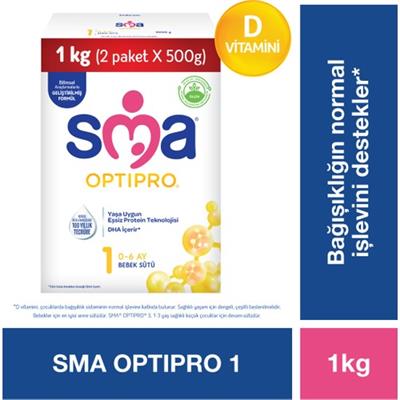 Sma Optipro Probiyotikli 1 1 kg (500 gr x 2 Paket) 0-6 Ay Bebek Sütü