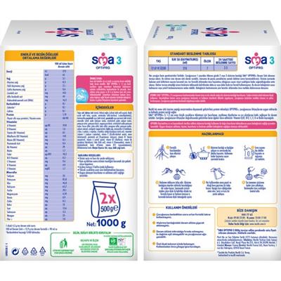 Sma Optipro Probiyotikli 3 1 kg (500 gr x 2 Paket) 1-3 Yaş Devam Sütü