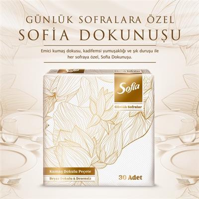 Sofia Kumaş Dokulu Peçete 30lu Beyaz