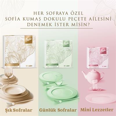 Sofia Kumaş Dokulu Peçete 30lu Beyaz