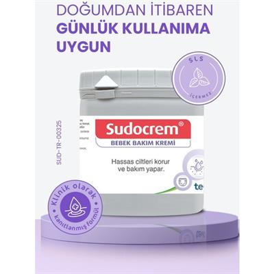 Sudocrem Bebek Bakım Kremi - Hassas Ciltler için Koruyucu ve Yatıştırıcı Etki, 60 gr, Paraben İçermeyen Bitkisel Formül