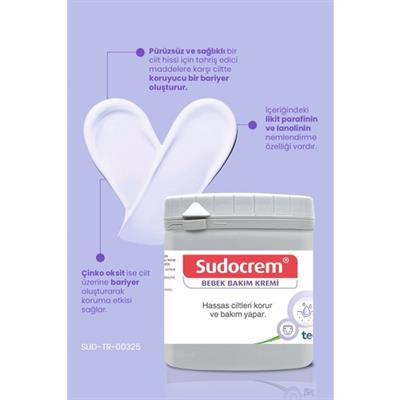 Sudocrem Bebek Bakım Kremi - Hassas Ciltler için Koruyucu ve Yatıştırıcı Etki, 60 gr, Paraben İçermeyen Bitkisel Formül