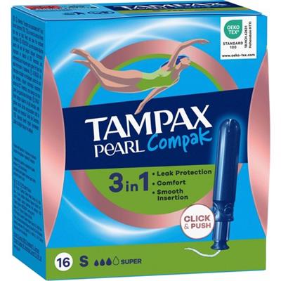 Tampax Pearl Compak Tampon Super 16lı Oeko-Tex Testli Sızıntı Önleyici Teknoloji ile