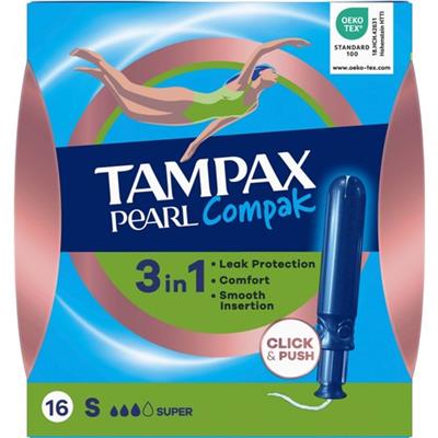 Tampax Pearl Compak Tampon Super 16lı Oeko-Tex Testli Sızıntı Önleyici Teknoloji ile