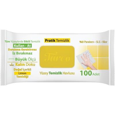 Turco Doğadan Pratik Yüzey Temizlik Havlusu Limon 100 Yaprak