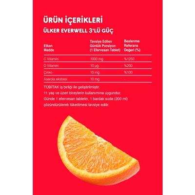 Ülker Everwell C-D-Çinko-Aserola Ef.Tablet 15li 67.5 G x 3 Adet