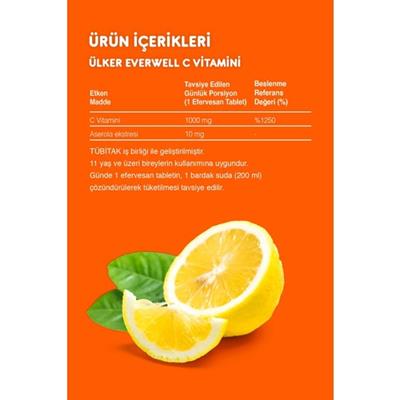 Ülker Everwell C Vitamin Aserola Eferv. Tablet 67.5 G x 3 Adet