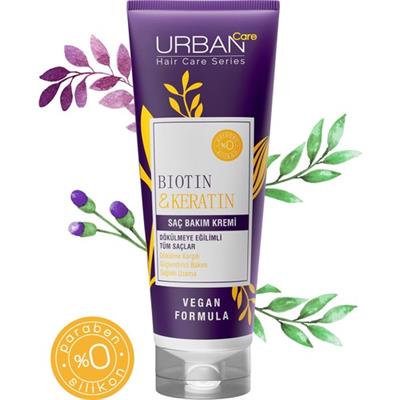 Urban Care  Biotin & Keratin Saç Bakım Kremi Vegan Dökülme Karşıtı Formül, 250 ml, Bitkisel Keraatin İçerir