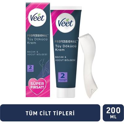 Veet Professional 200 ml Tüy Dökücü Krem - Shea Yağı ile Hızla Etki Gösteren ve Hassas Ciltler için Uygun