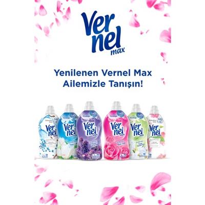 Vernel Max Konsantre Çamaşır Yumuşatıcısı Şakayık & Beyaz Çay 1440ml (60 Yıkama)