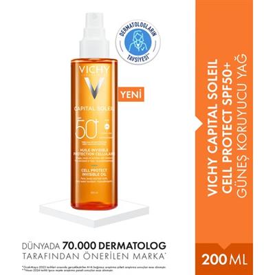 Vichy Capital Soleil Cell Protect  Spf 50 - Güneş Koruyucu Yağ 200ml
