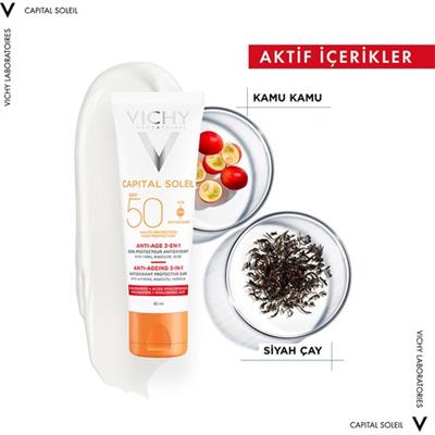 Vichy Capital Soleil Yüz Güneş Kremi SPF 50+ 50 ml Tüm Cilt Tiplerine Uygun Yaşlanma Karşıtı