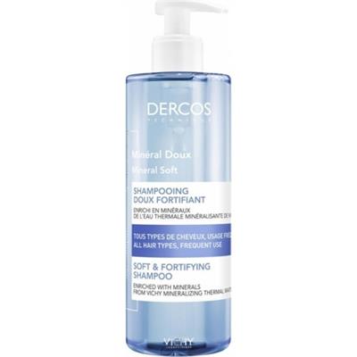 Vichy Dercos Mineral Soft Şampuan 400 ml Tüm Saç Tipleri için Doğal Yumuşaklık ve Gevşeklik