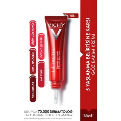 Vichy Liftactiv Collagen Specialist Göz Çevresi Kremi 15 ml – Yaşlanma Karşıtı, Sıkılaştırıcı ve Kolajen Destekli Bakım
