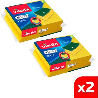 Vileda 2 Paket 2li Yeşil Klasik Oluklu Sünger