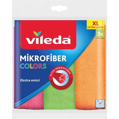 Vileda 3lü Mikrofiber Colors XL 36x38 Temizlik Bezi